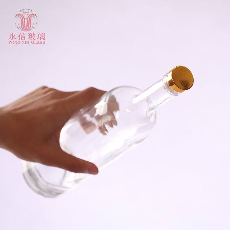 YX00048 China Glass Bottle Manufacture Factory Direct Hot Sell Flint 370ml Wine Umbrella Vodka Round Glass Bottle