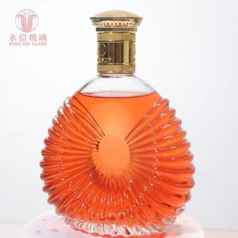 YX00005 750ml Glass Bottle Empty Clear Round High Borosilicate Glass Whisky Bottle Packaging Bottle Frosted Glass Jars