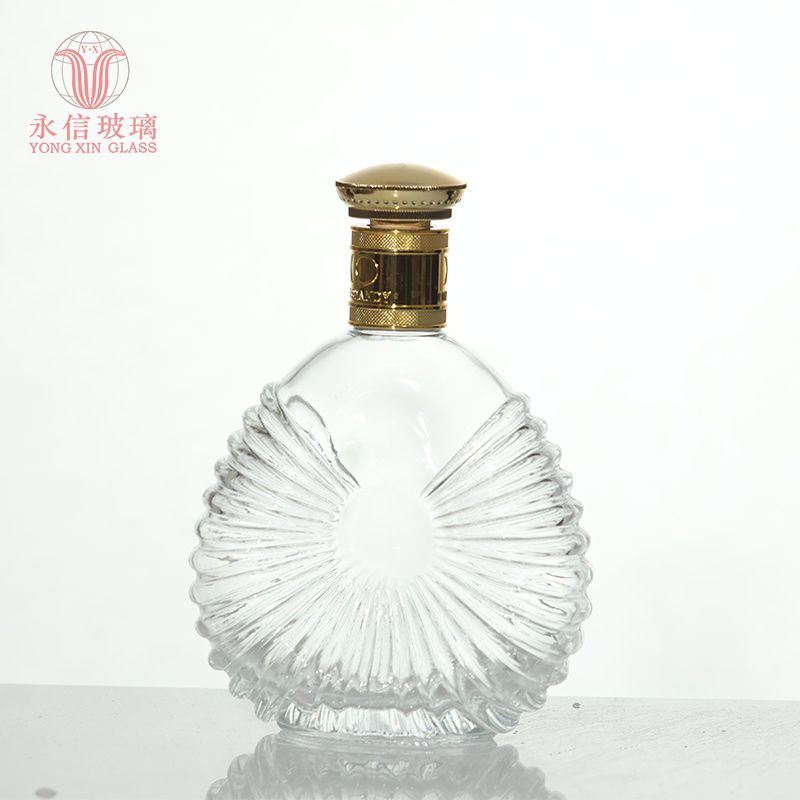 YX00005 750ml Glass Bottle Empty Clear Round High Borosilicate Glass Whisky Bottle Packaging Bottle Frosted Glass Jars