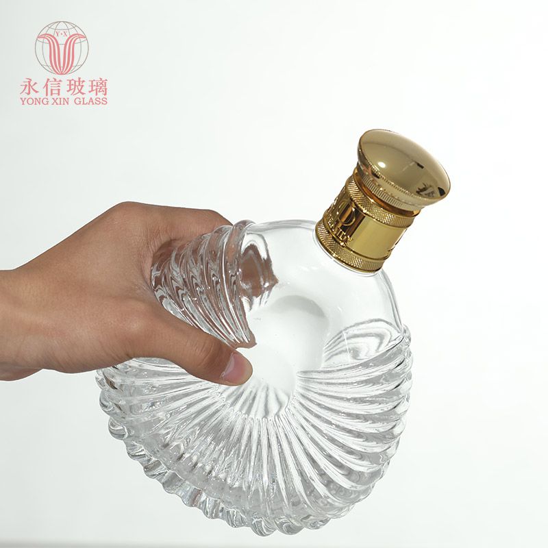 YX00005 750ml Glass Bottle Empty Clear Round High Borosilicate Glass Whisky Bottle Packaging Bottle Frosted Glass Jars