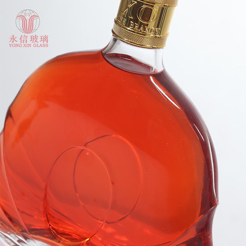 YX00006 Hot Stamping Flint Clear Glass Bottles With Aluminum Caps For 700ml Liquor Juice 750ml Liquor Bottle