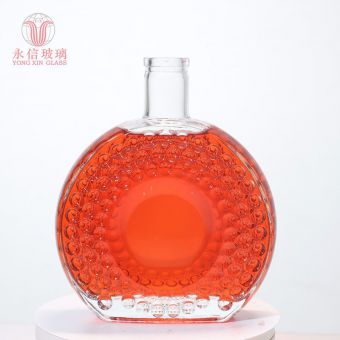 YX00010 Factory Made Odd-Shaped Color Juicy Bottles Beverages Roller Bottle Roll On Bottle With Cork Cover For 500ml Luxury Wine Beverage Bottle Glass