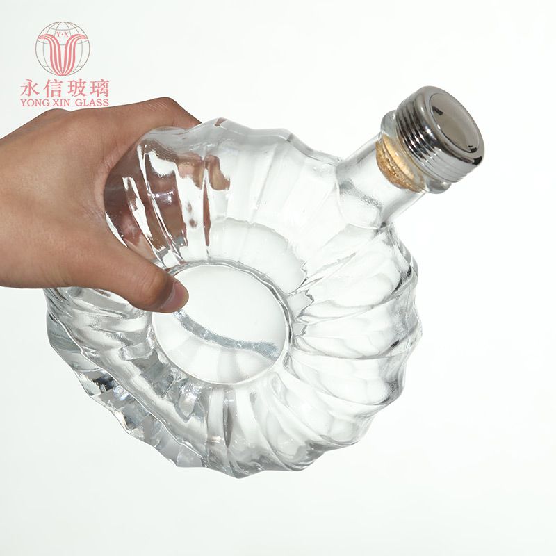 YX00012 Boston Bottle 500ml Antique Transparent Wine Bottle Dropper Bottle Pump Bottle With Aluminum Screw Cap