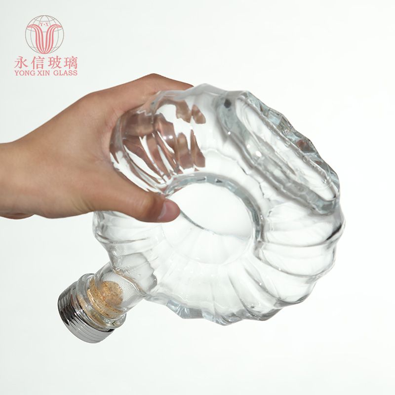 YX00012 Boston Bottle 500ml Antique Transparent Wine Bottle Dropper Bottle Pump Bottle With Aluminum Screw Cap