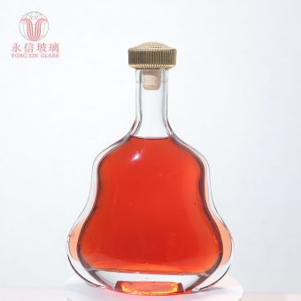 YX00013 Boston Round Glass Bottle Champagne Round Shaped Food Grade Whiskey Bottle, Glass Tubes, Empty Bottles With Caps For 500ml Whisky Wine Bottle