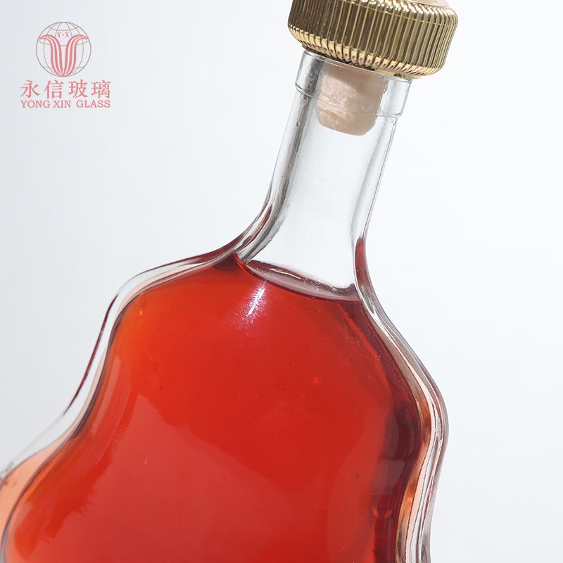 YX00013 Boston Round Glass Bottle Champagne Round Shaped Food Grade Whiskey Bottle, Glass Tubes, Empty Bottles With Caps For 500ml Whisky Wine Bottle