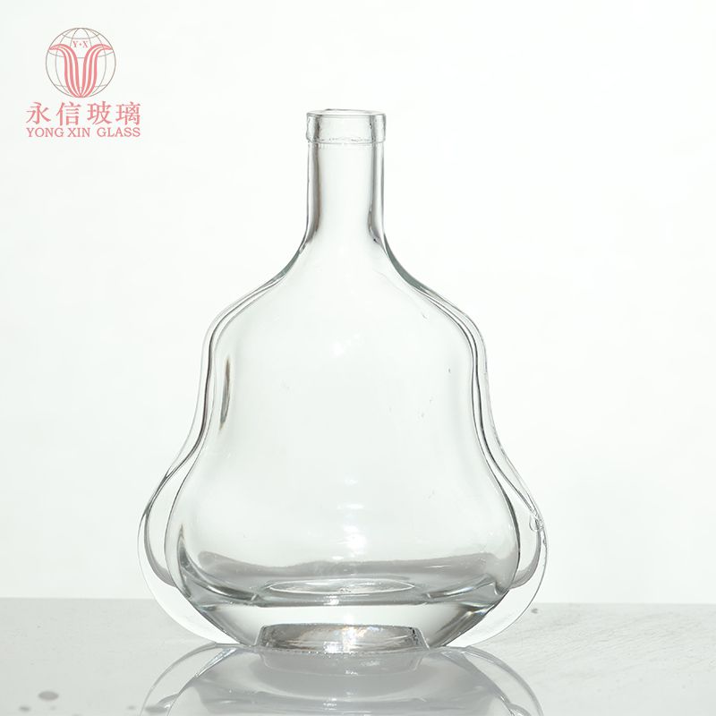 YX00013 Boston Round Glass Bottle Champagne Round Shaped Food Grade Whiskey Bottle, Glass Tubes, Empty Bottles With Caps For 500ml Whisky Wine Bottle