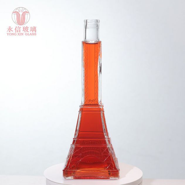 YX00086 Clear Boston Round Glass Bottle Best Selling Glass Rum Whisky Bottle 350ml