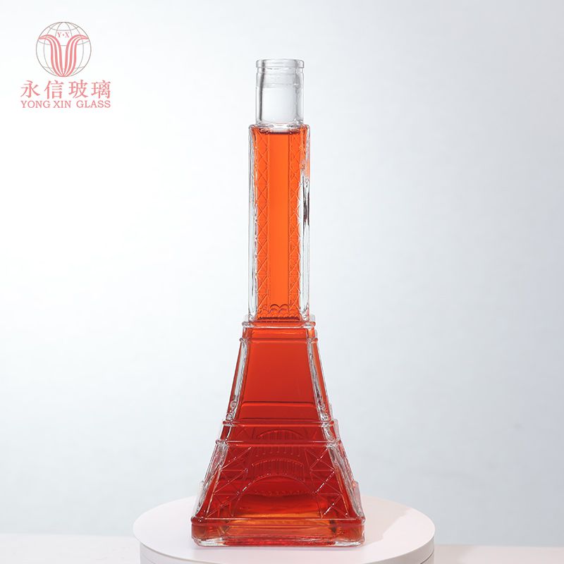 YX00086 Clear Boston Round Glass Bottle Best Selling Glass Rum Whisky Bottle 350ml