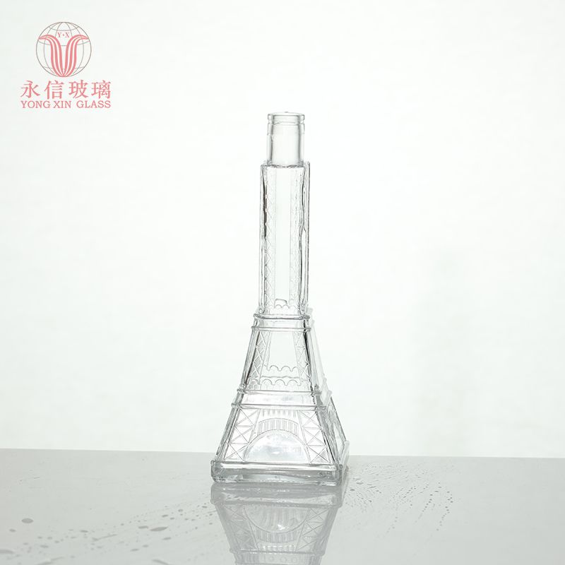 YX00086 Clear Boston Round Glass Bottle Best Selling Glass Rum Whisky Bottle 350ml