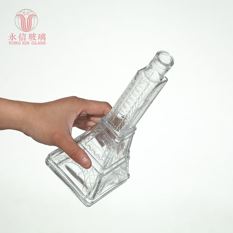 YX00086 Clear Boston Round Glass Bottle Best Selling Glass Rum Whisky Bottle 350ml