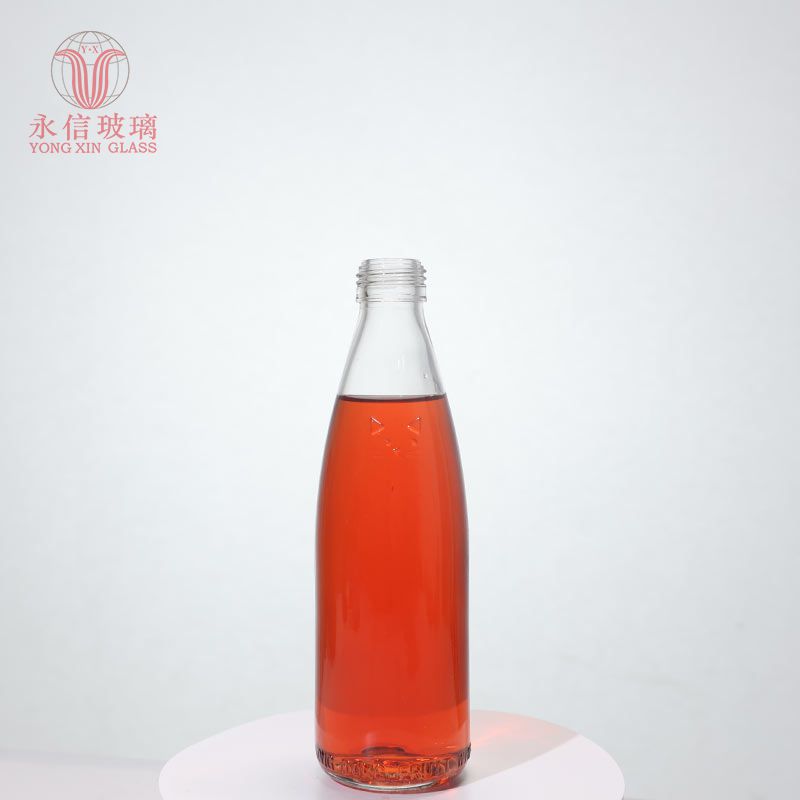 YX00151 Double Glass Bottle 12oz Juice Bottle Bulk Sale Frosted Red Beer Bottle Sauce Bottle Vodka Bottle With Aluminum Lid For 750ml Liquor