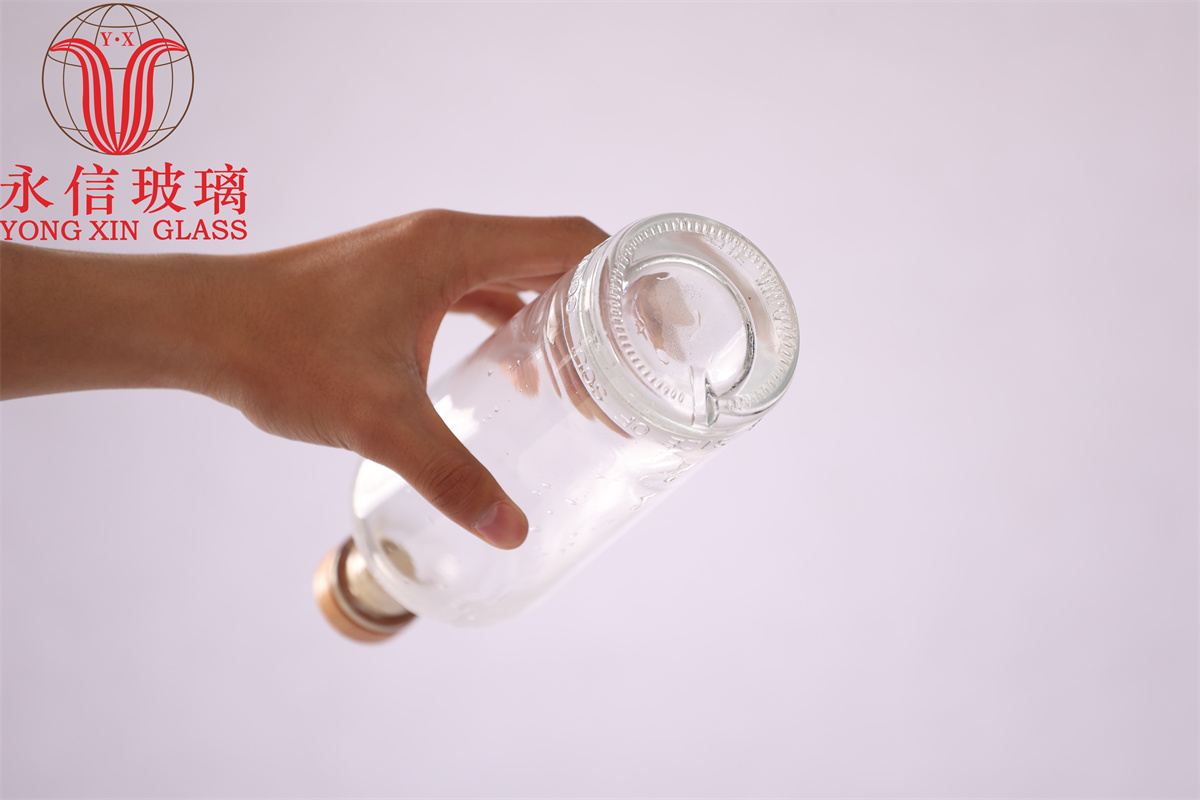 wholesale frosted clear decorative blown fancy liquor glass wine bottles