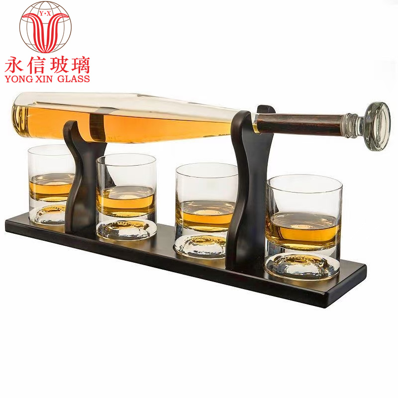 custom Packaging Bottle Best Price Superior Quality Lid  gun shape glass bottle Wine Glass Bottle