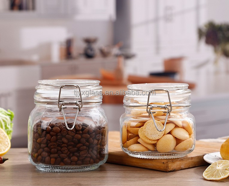High quality jar glass bottles Food Storage Containers With Leakproof Lid Glass Jar